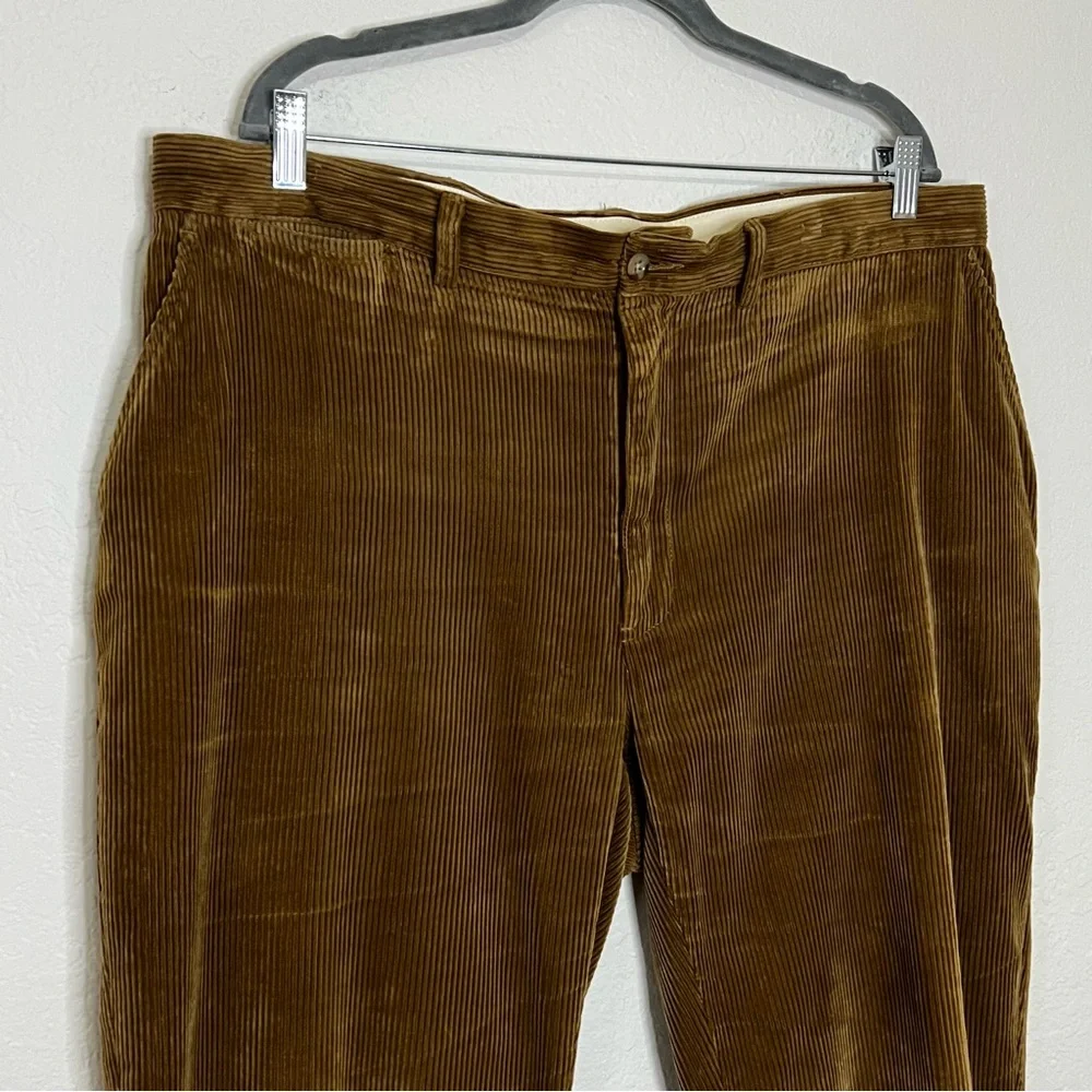 VTG Polo Ralph Lauren Tan 100% Cotton Corduroy Flat Front Pants Men’s Size 38/32